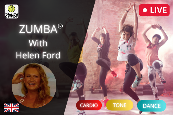 Zumba Online Live Class course Cover, show trainer teaching during Dance fitness video